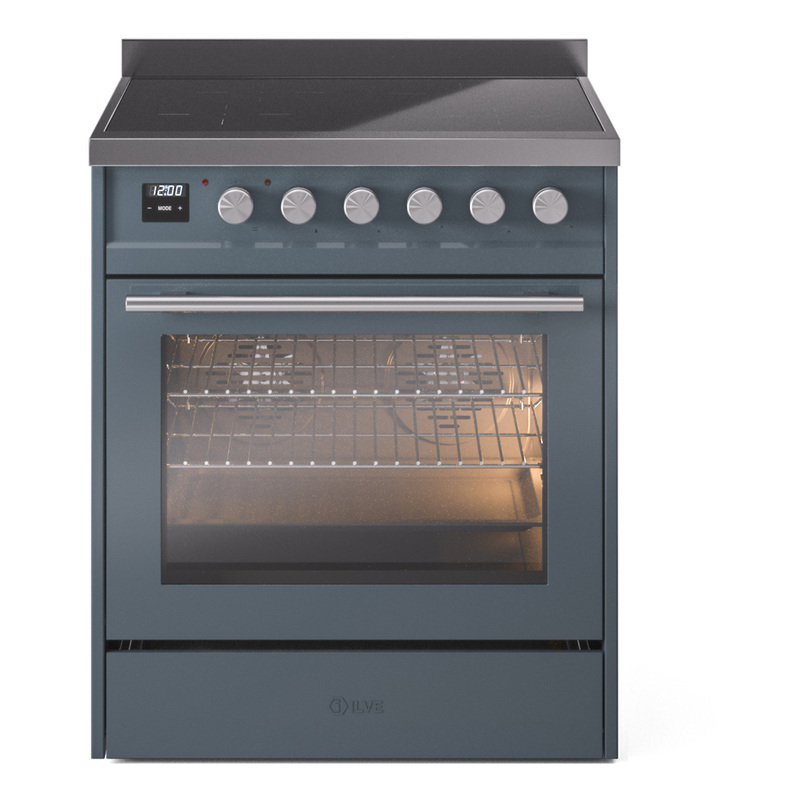 ILVE UPI304WMPBG Professional Plus II 30" Induction Range  (Triple Glass Door, Blue Grey)