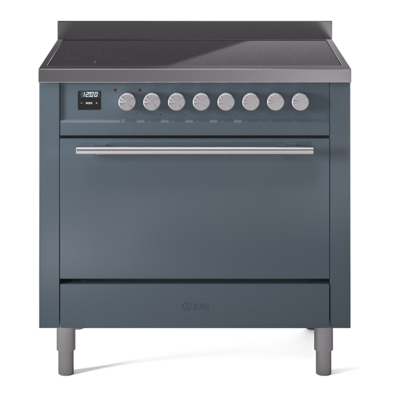 ILVE UPI366QMPBG Professional Plus II 36" Induction Range (Solid Door, Blue Grey)