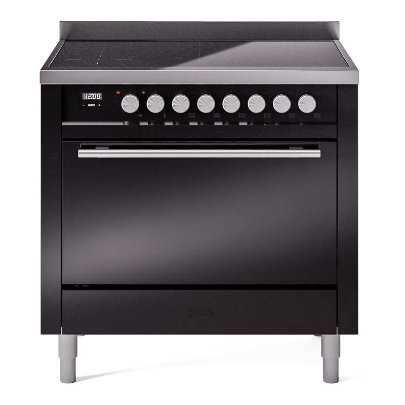 ILVE UPI366QMPBK Professional Plus II 36" Induction Range (Solid Door, Glossy Black)