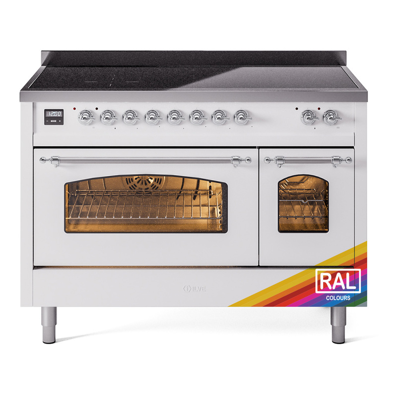 ILVE UPI486NMPRAC Nostalgie II 48" Induction Range  (Triple Glass Door, RAL, Chrome)