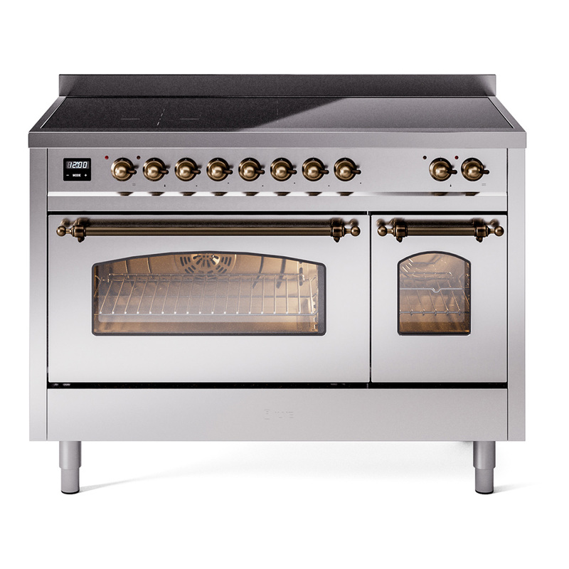 ILVE UPI486NMPSSB Nostalgie II 48" Induction Range  (Triple Glass Door, Stainless Steel, Bronze)