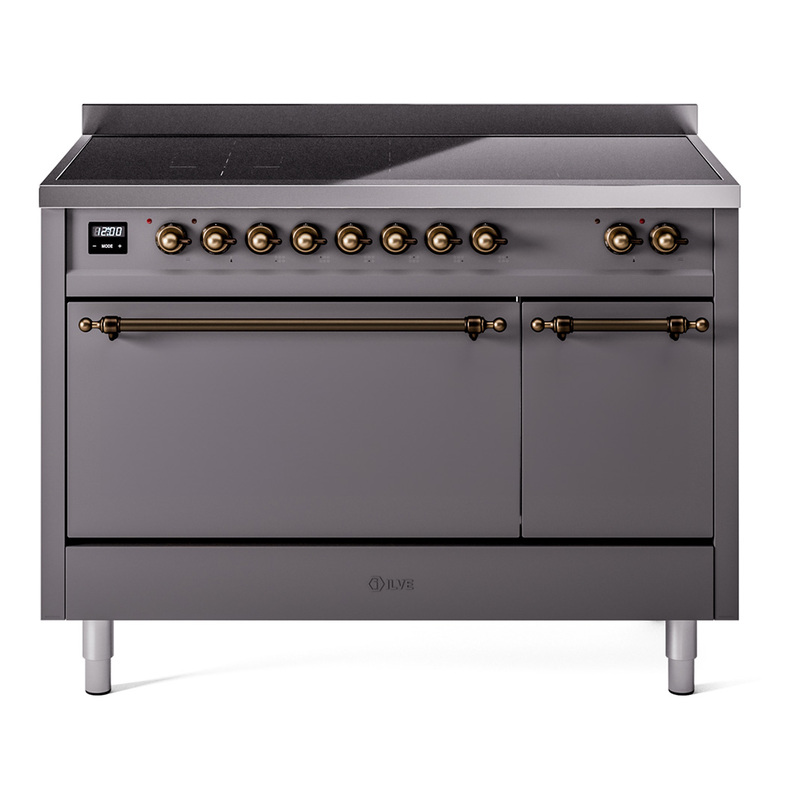 ILVE UPI486QNMPMGB Nostalgie II 48" Induction Range  (Solid Door, Graphite Matte, Burnished)