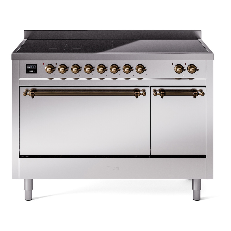 ILVE UPI486QNMPSSB Nostalgie II 48" Induction Range  (Solid Door, Stainless Steel, Burnished)