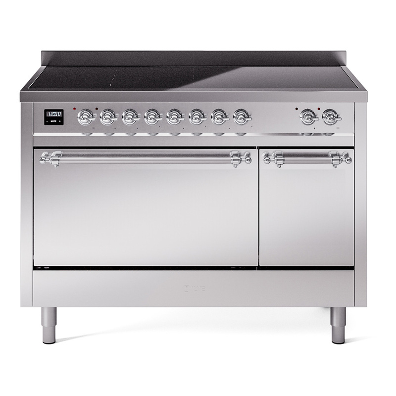 ILVE UPI486QNMPSSC Nostalgie II 48" Induction Range  (Solid Door, Stainless Steel, Chrome)