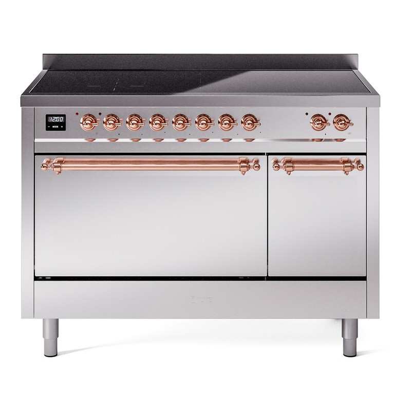 ILVE UPI486QNMPSSP Nostalgie II 48" Induction Range  (Solid Door, Stainless Steel, Copper)