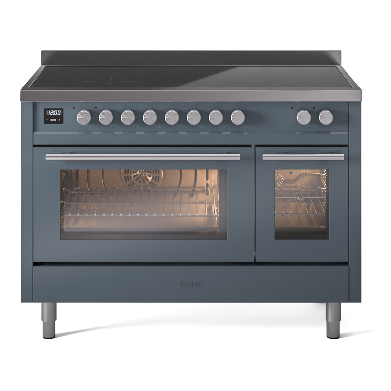 ILVE UPI486WMPBG Professional Plus II 48" Induction Range  (Triple Glass Door, Blue Grey)