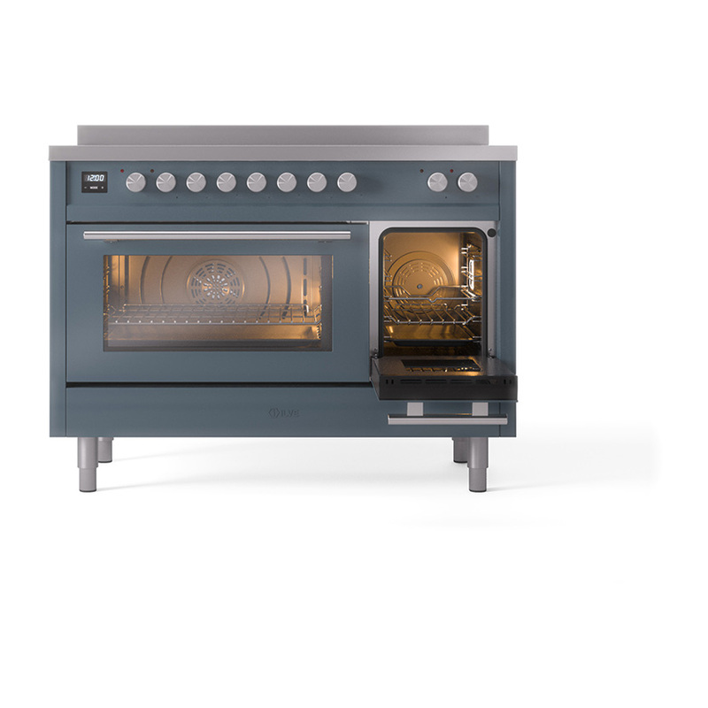 ILVE_UPI486WMPBG_Professional_Plus_II_30"_Dual_Fuel_Range_side_oven_door_opened