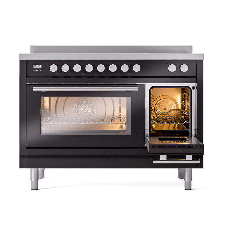 ILVE_UPI486WMPBK_Professional_Plus_II_30"_Dual_Fuel_Range_side_oven_door_opened