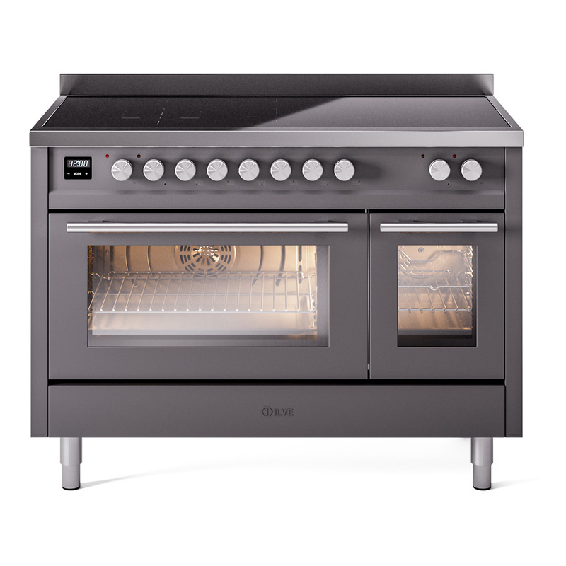 ILVE UPI486WMPMG Professional Plus II 48" Induction Range  (Triple Glass Door, Graphite Matte)