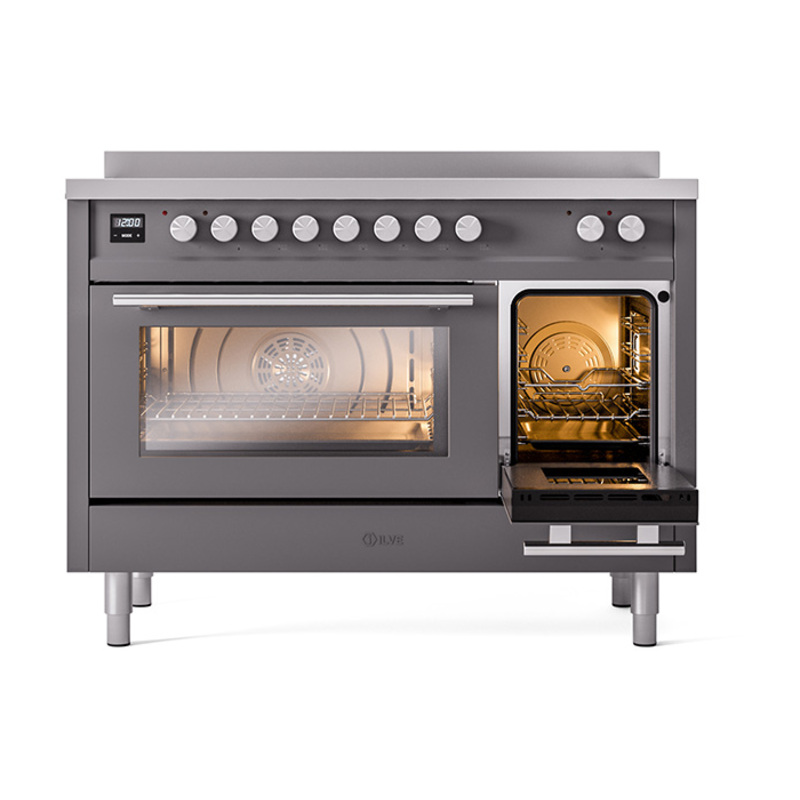 ILVE_UPI486WMPMG_Professional_Plus_II_30"_Dual_Fuel_Range_side_oven_door_opened