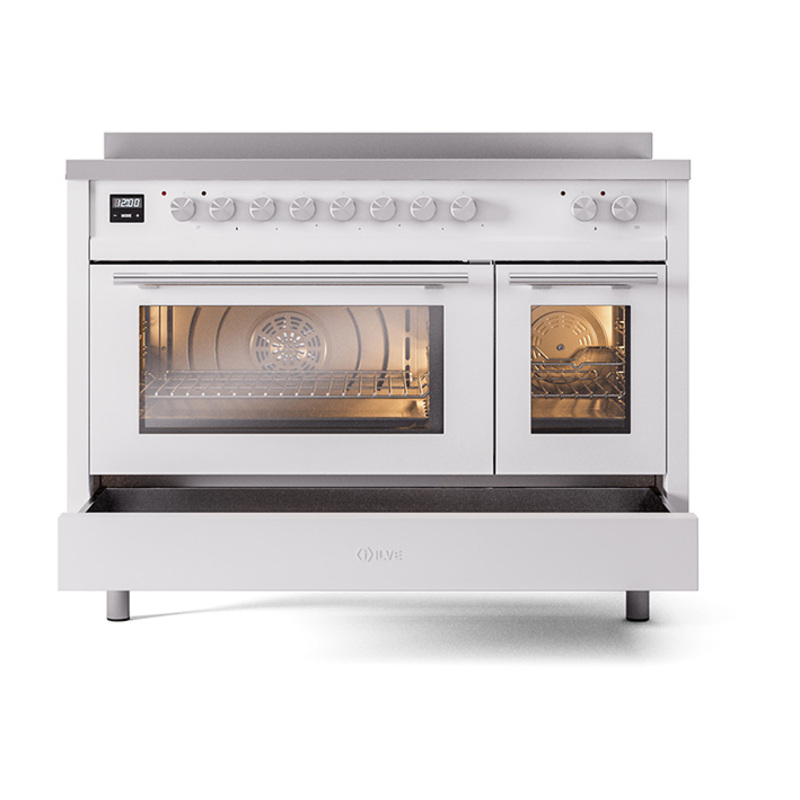 ILVE_UPI486WMPWH_Professional_Plus_II_30"_Dual_Fuel_Range_drawer_opened