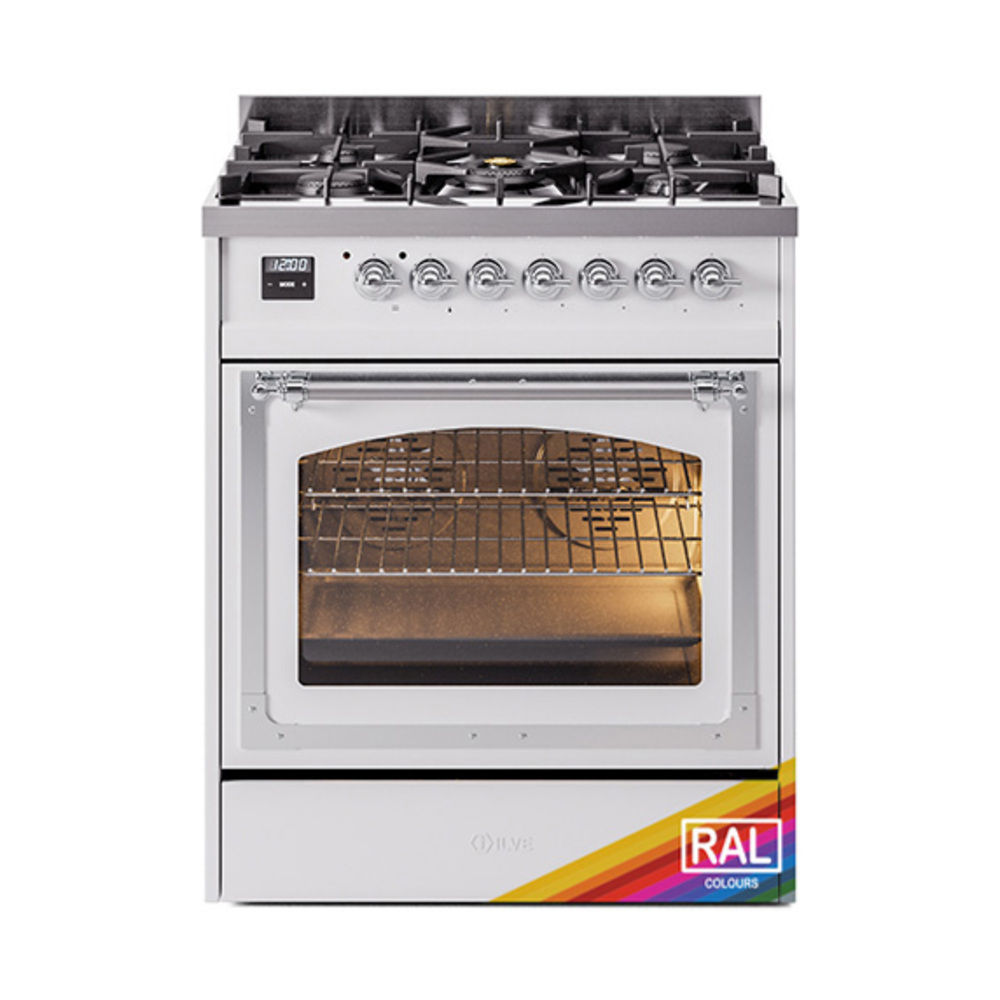 ILVE UN30NMPRACLP Nostalgie II Noblesse 30" Dual Fuel Range  (Liquid Propane, Triple Glass Door, RAL, Chrome)