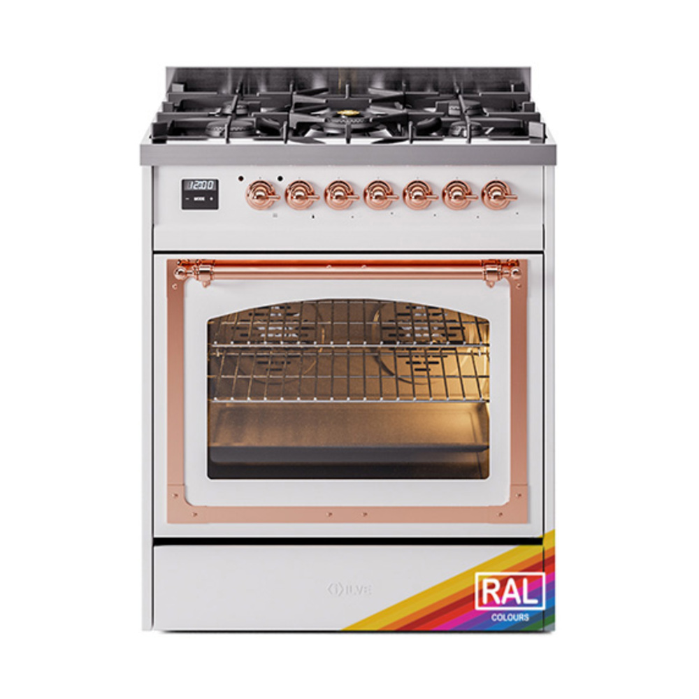 ILVE UN30NMPRAPLP Nostalgie II Noblesse 30" Dual Fuel Range  (Liquid Propane, Triple Glass Door, RAL, Copper)