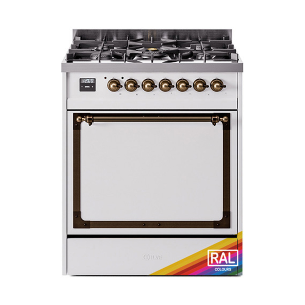 ILVE UN30QNMPRABLP Nostalgie II Noblesse 30" Dual Fuel Range  (Liquid Propane, Solid Door, RAL, Burnished)