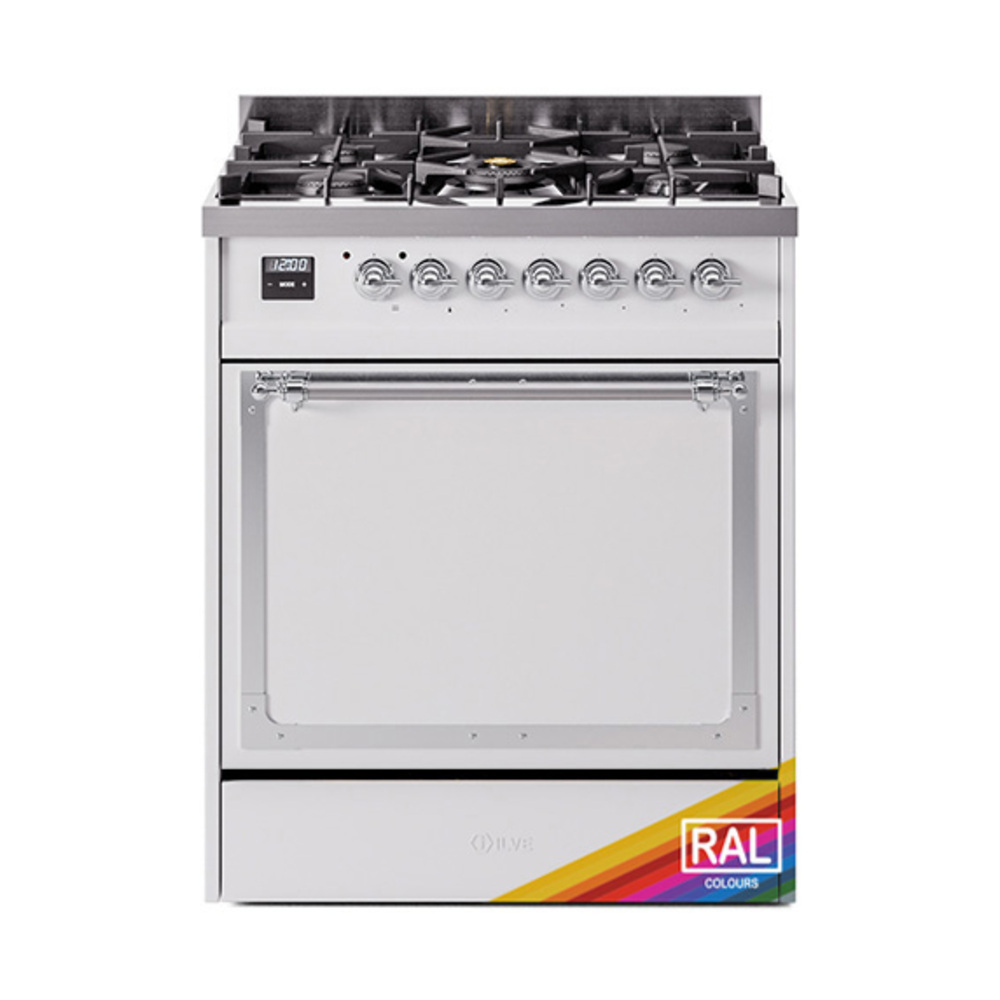 ILVE UN30QNMPRACLP Nostalgie II Noblesse 30" Dual Fuel Range  (Liquid Propane, Solid Door, RAL, Chrome)