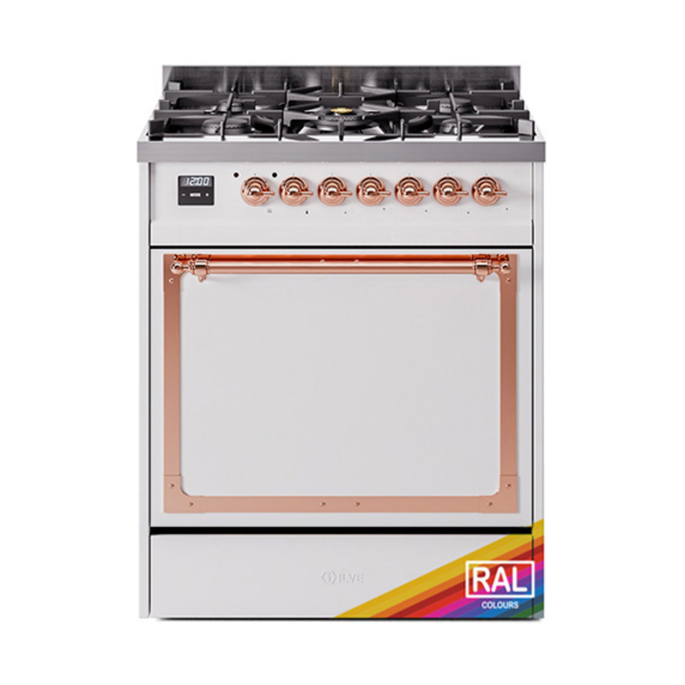 ILVE UN30QNMPRAPLP Nostalgie II Noblesse 30" Dual Fuel Range  (Liquid Propane, Solid Door, RAL, Copper)