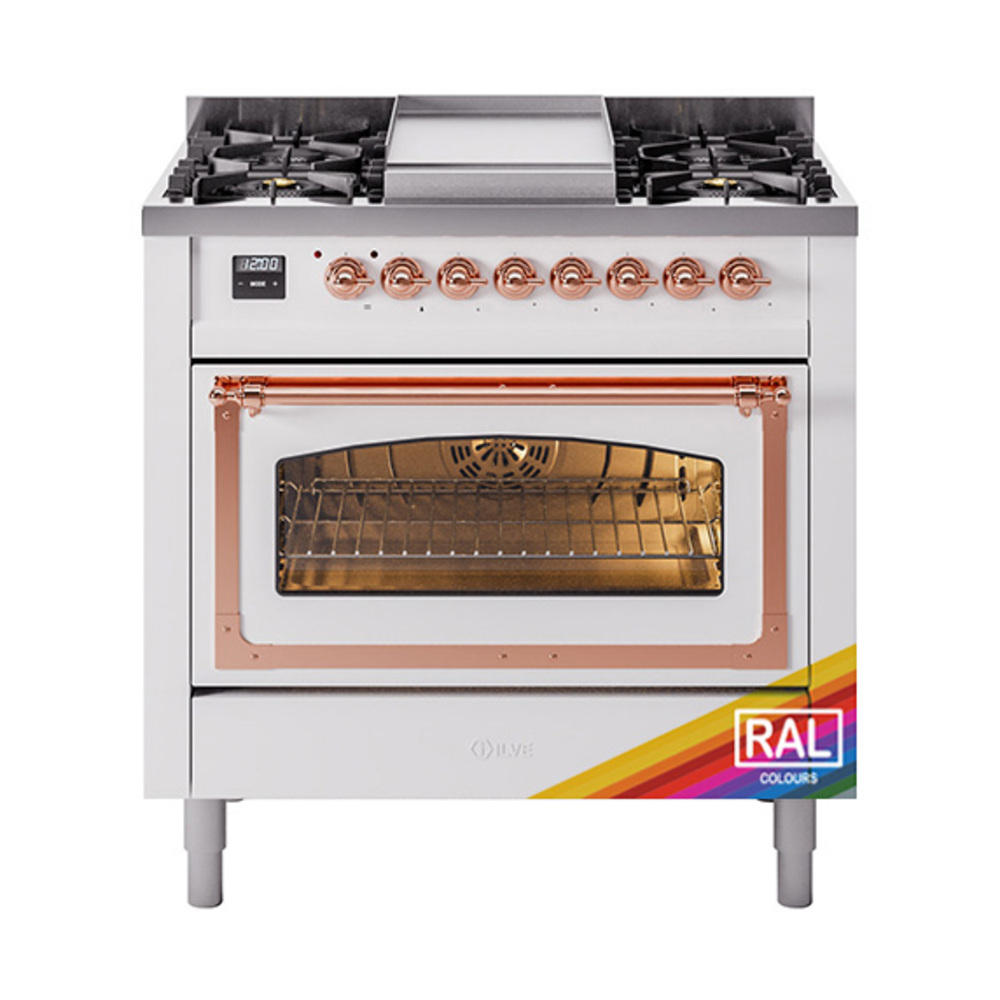 ILVE UN36FNMPRAPLP Nostalgie II Noblesse 36" Dual Fuel Range (Liquid Propane, Triple Glass Door, RAL, Copper)