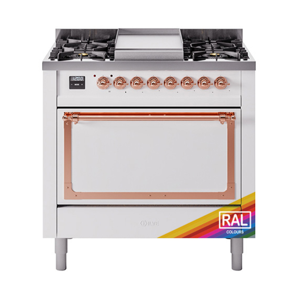 ILVE UN36FQNMPRAPLP Nostalgie II Noblesse 36" Dual Fuel Range (Liquid Propane, Solid Door, RAL, Copper)