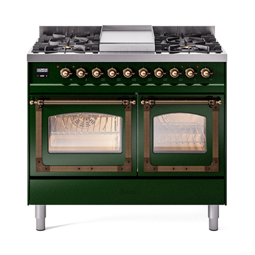 ILVE UND40FNMPEGBLP Nostalgie II Noblesse 40" Dual Fuel Range (Liquid Propane, Triple Glass Door, Emerald Green, Bronze)