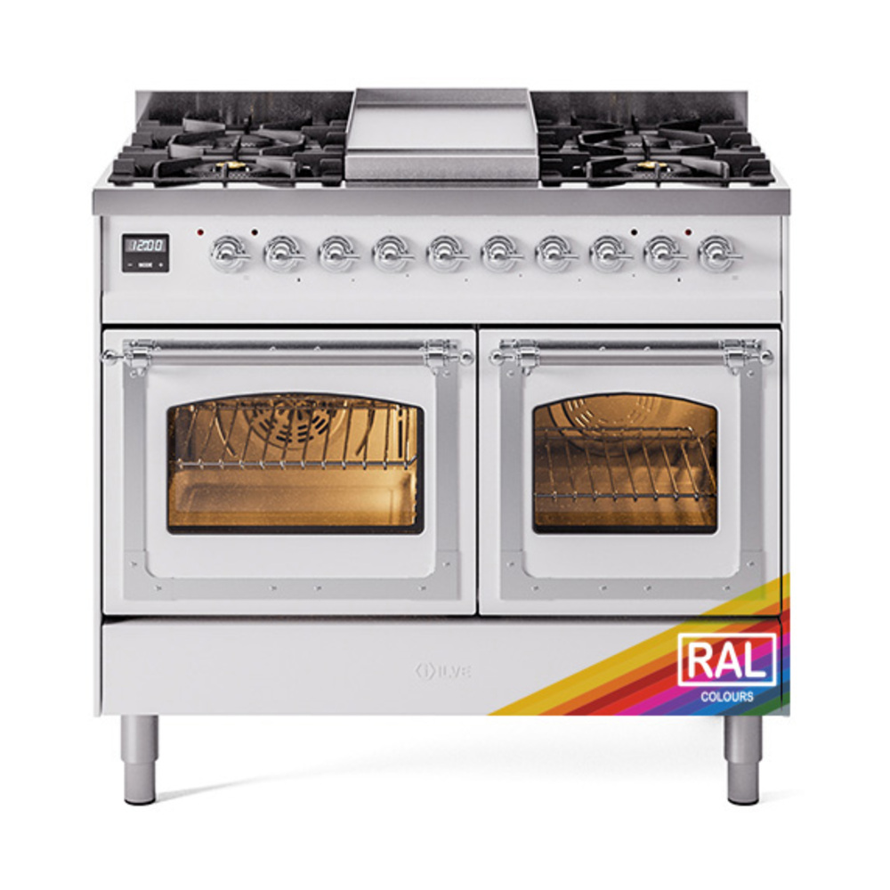 ILVE UND40FNMPRACLP Nostalgie II Noblesse 40" Dual Fuel Range (Liquid Propane, Triple Glass Door, RAL, Chrome)