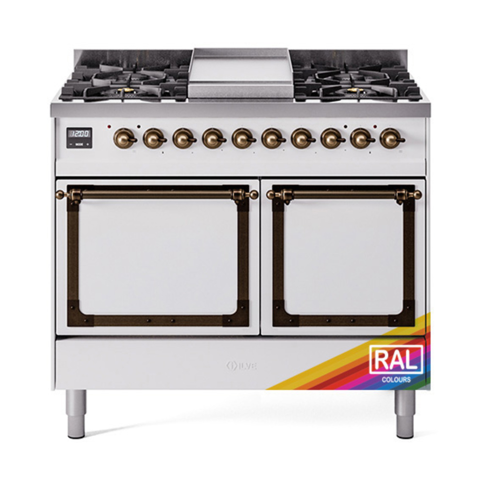 ILVE UND40FQNMPRABLP Nostalgie II Noblesse 40" Dual Fuel Range (Liquid Propane, Solid Door, RAL, Burnished)