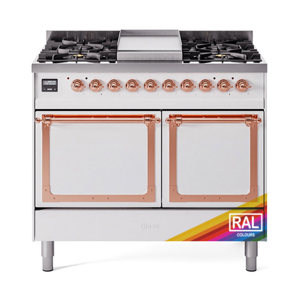 ILVE UND40FQNMPRAPLP Nostalgie II Noblesse 40" Dual Fuel Range (Liquid Propane, Solid Door, RAL, Copper)