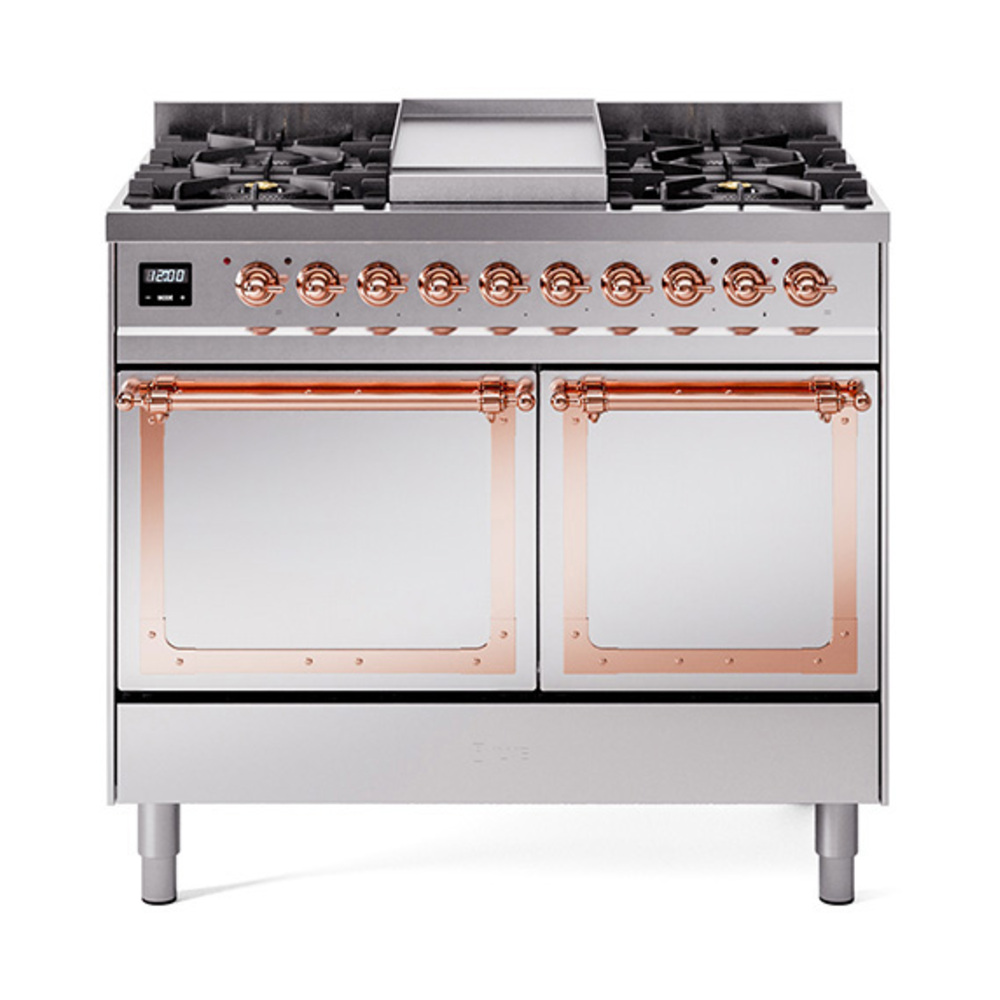 ILVE UND40FQNMPSSPLP Nostalgie II Noblesse 40" Dual Fuel Range (Liquid Propane, Solid Door, Stainless Steel, Copper)