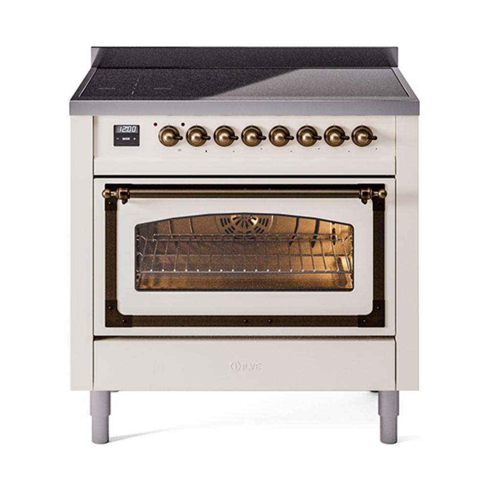 ILVE UNI366NMPAWB Nostalgie II Noblesse 36" Induction Range   (Triple Glass Door, Antique White, Bronze)