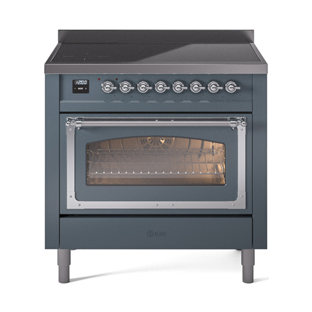 ILVE UNI366NMPBGC Nostalgie II Noblesse 36" Induction Range   (Triple Glass Door, Blue Grey, Chrome)