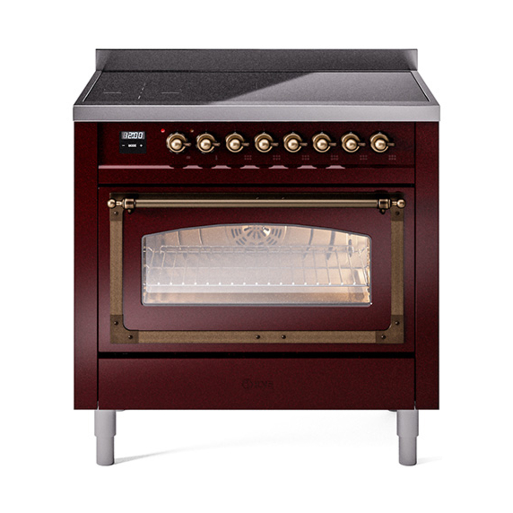 ILVE UNI366NMPBUB Nostalgie II Noblesse 36" Induction Range   (Triple Glass Door, Burgundy, Bronze)