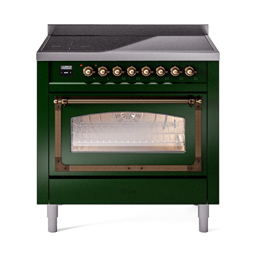 ILVE UNI366NMPEGB Nostalgie II Noblesse 36" Induction Range   (Triple Glass Door, Emerald Green, Bronze)