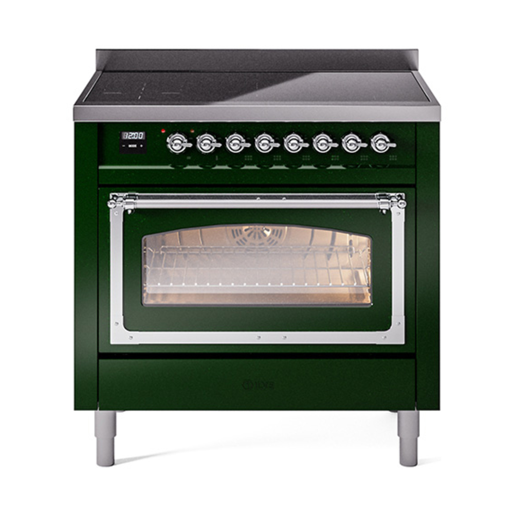 ILVE UNI366NMPEGC Nostalgie II Noblesse 36" Induction Range   (Triple Glass Door, Emerald Green, Chrome)