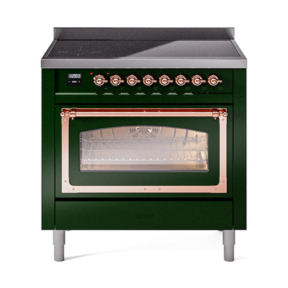 ILVE UNI366NMPEGP Nostalgie II Noblesse 36" Induction Range   (Triple Glass Door, Emerald Green, Copper)