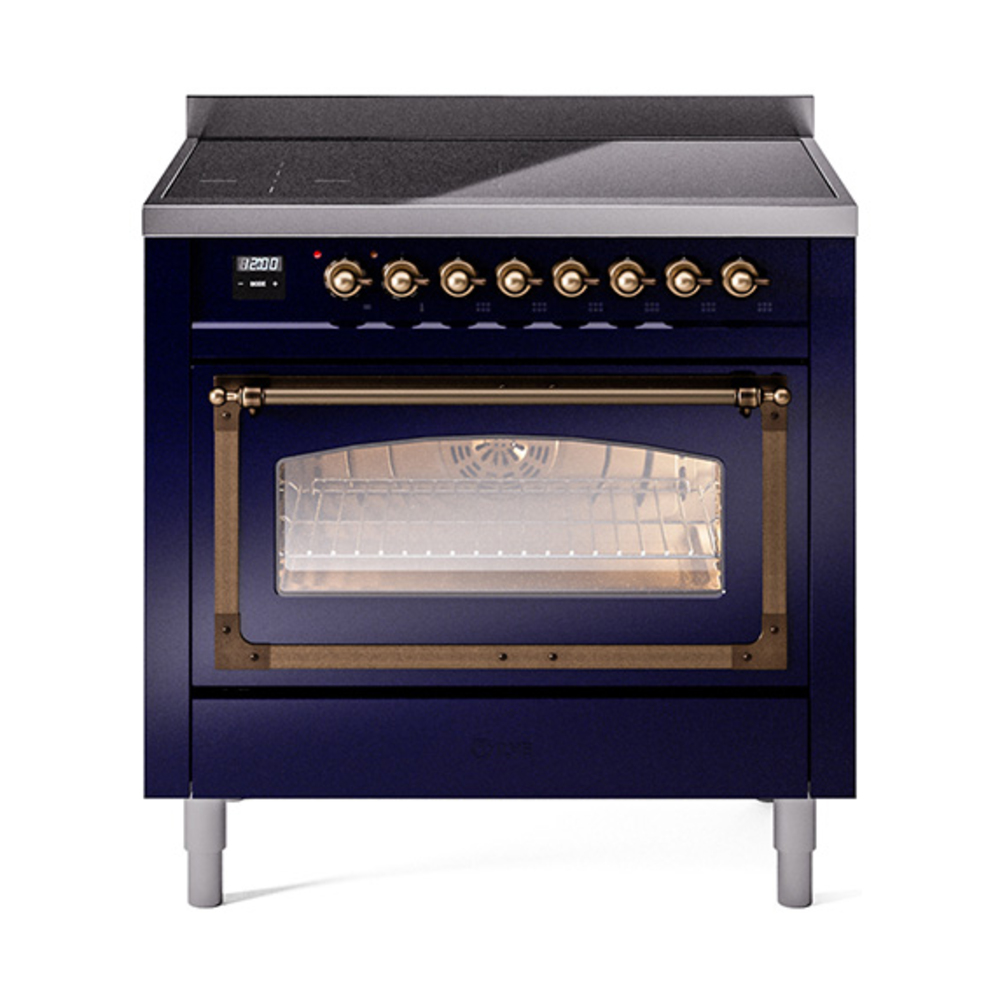 ILVE UNI366NMPMBB Nostalgie II Noblesse 36" Induction Range   (Triple Glass Door, Midnight Blue, Bronze)