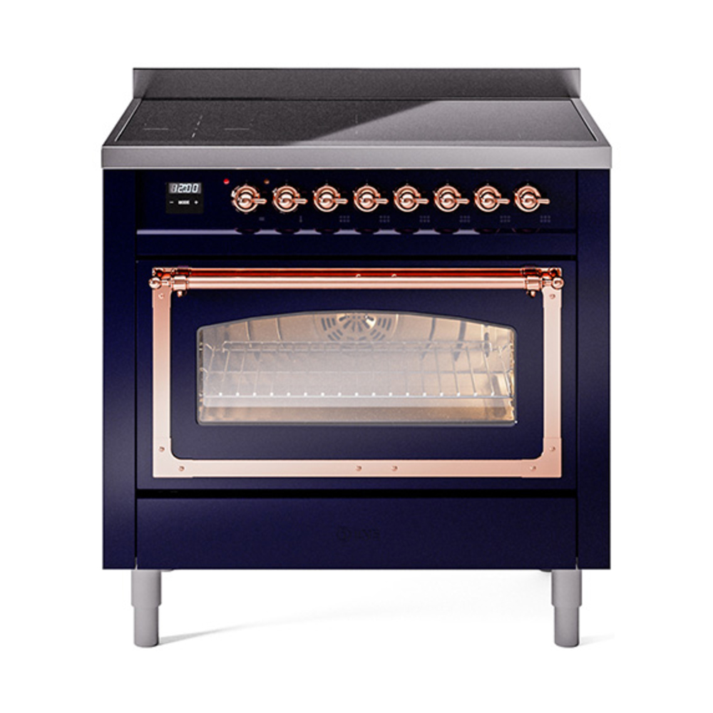 ILVE UNI366NMPMBP Nostalgie II Noblesse 36" Induction Range   (Triple Glass Door, Midnight Blue, Copper)