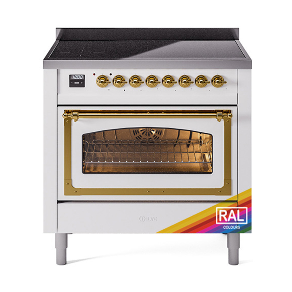 ILVE UNI366NMPRAG Nostalgie II Noblesse 36" Induction Range   (Triple Glass Door, RAL, Brass)