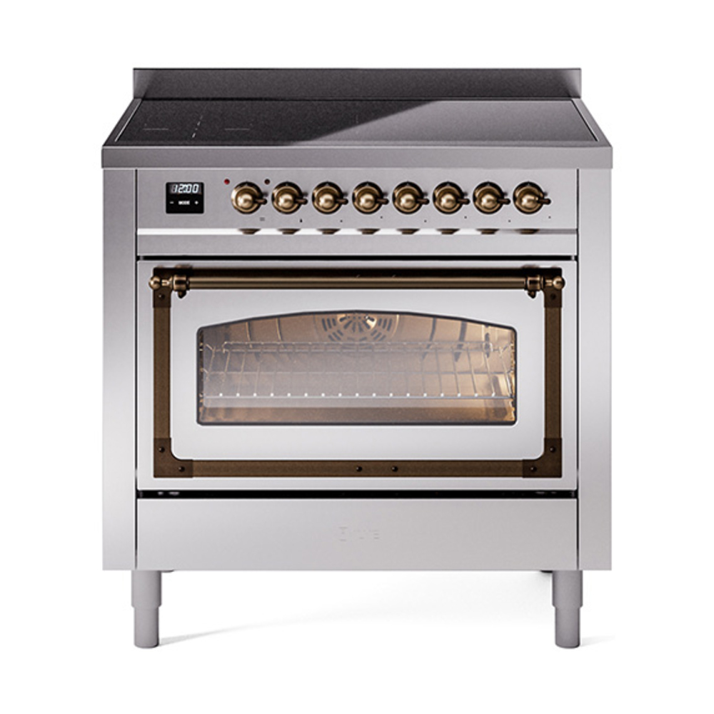 ILVE UNI366NMPSSB Nostalgie II Noblesse 36" Induction Range   (Triple Glass Door, Stainless Steel, Bronze)