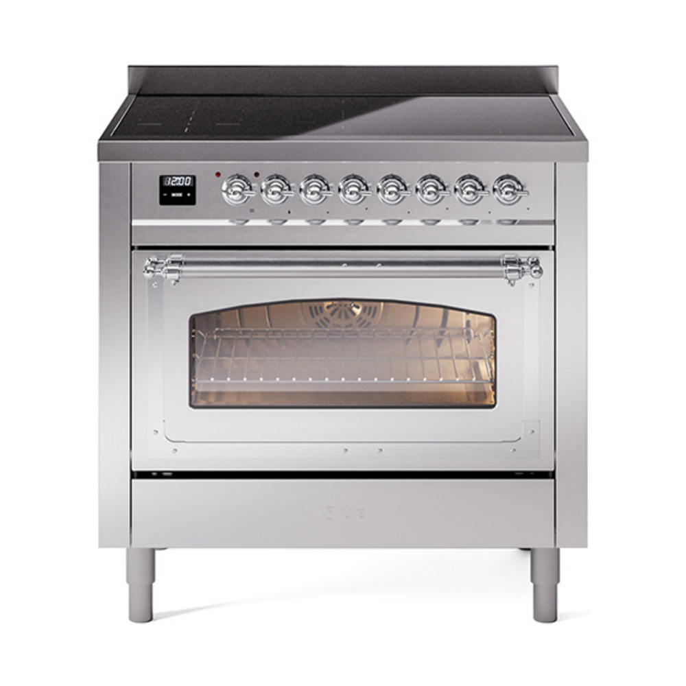 ILVE UNI366NMPSSC Nostalgie II Noblesse 36" Induction Range   (Triple Glass Door, Stainless Steel, Chrome)