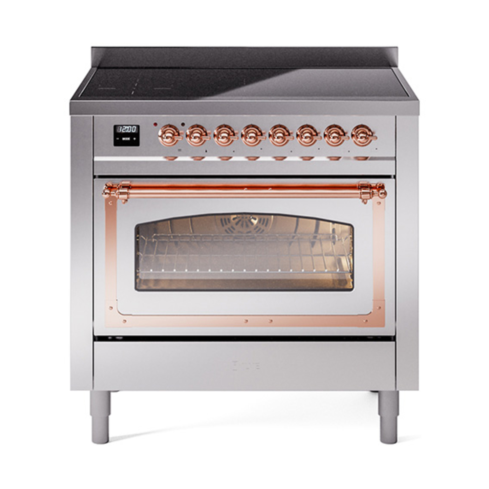 ILVE UNI366NMPSSP Nostalgie II Noblesse 36" Induction Range   (Triple Glass Door, Stainless Steel, Copper)