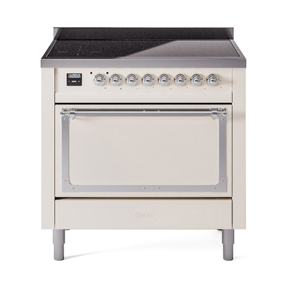 ILVE UNI366QNMPAWC Nostalgie II Noblesse 36" Induction Range   (Solid Door, Antique White, Chrome)