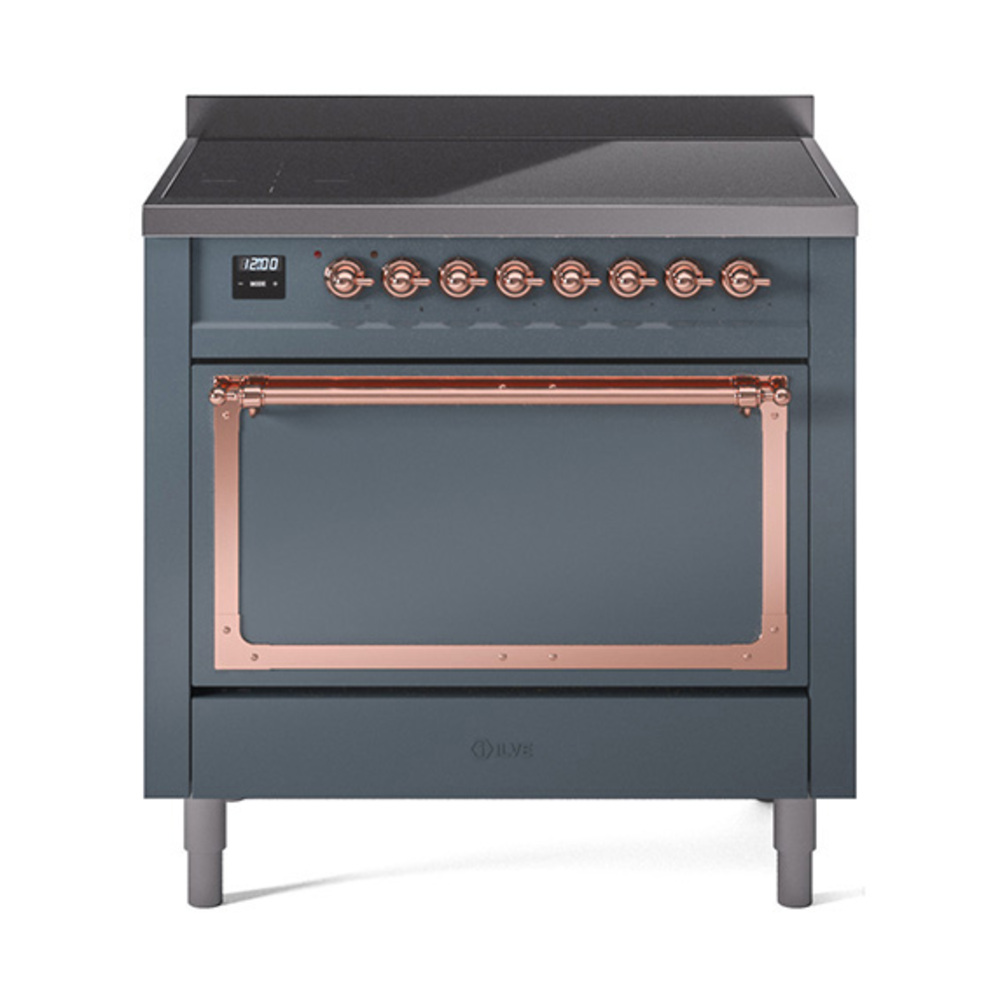 ILVE UNI366QNMPBGP Nostalgie II Noblesse 36" Induction Range   (Solid Door, Blue Grey, Copper)