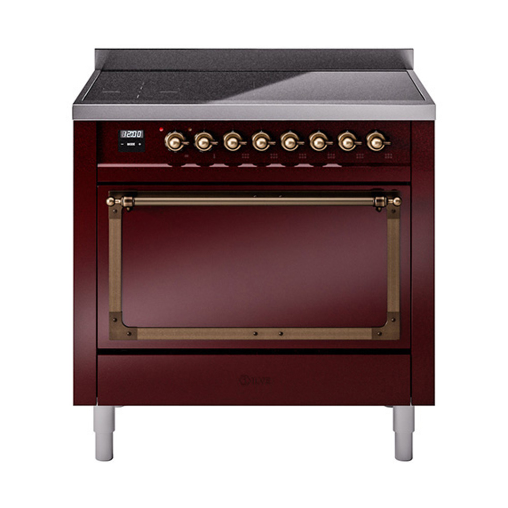 ILVE UNI366QNMPBUB Nostalgie II Noblesse 36" Induction Range   (Solid Door, Burgundy, Burnished)