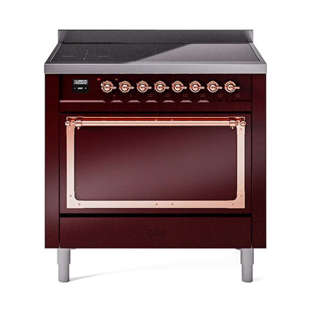 ILVE UNI366QNMPBUP Nostalgie II Noblesse 36" Induction Range   (Solid Door, Burgundy, Copper)