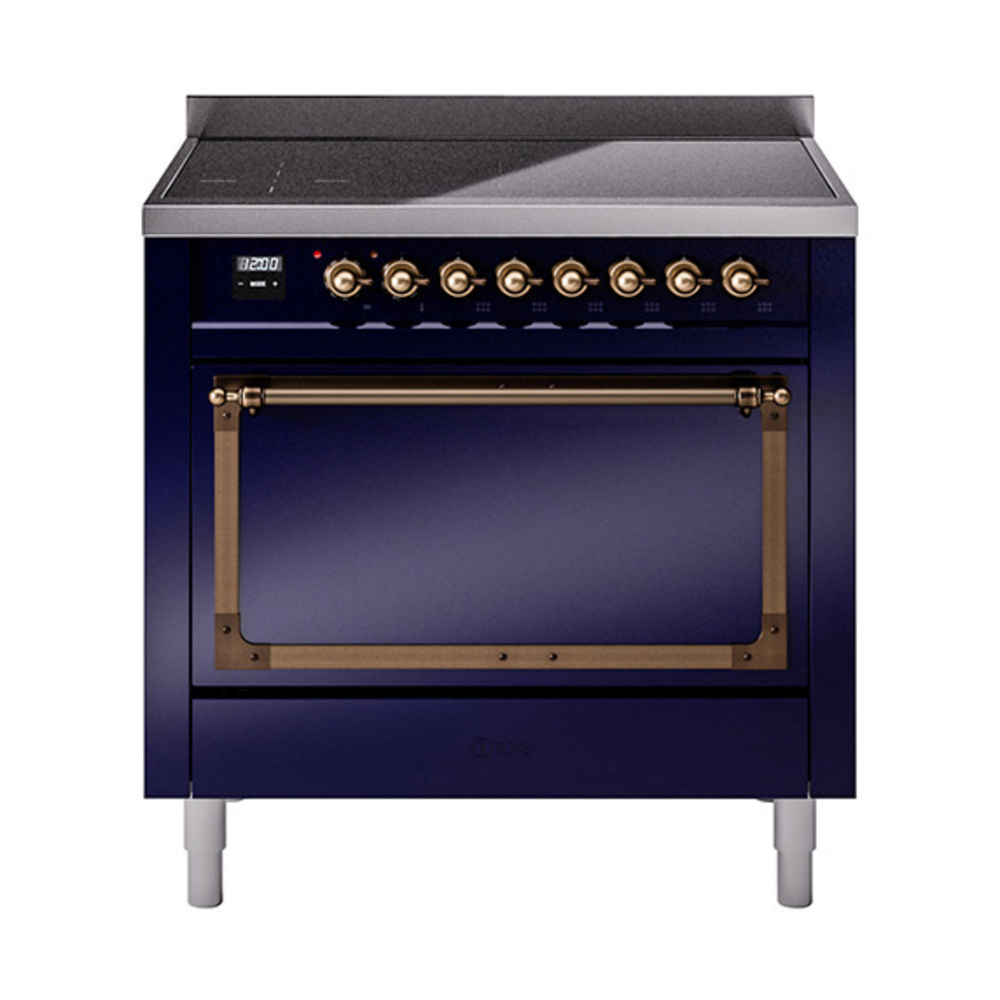 ILVE UNI366QNMPMBB Nostalgie II Noblesse 36" Induction Range   (Solid Door, Midnight Blue, Burnished)