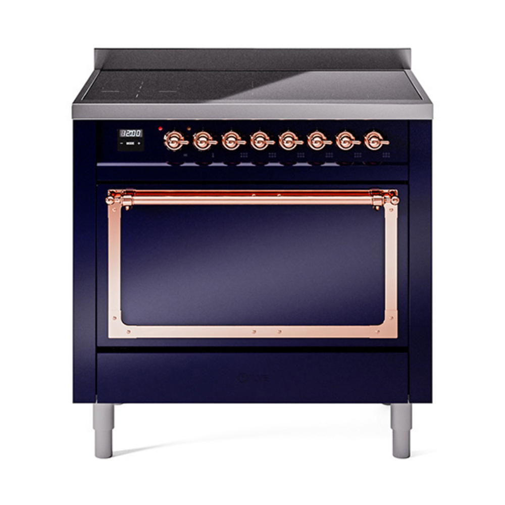 ILVE UNI366QNMPMBP Nostalgie II Noblesse 36" Induction Range   (Solid Door, Midnight Blue, Copper)