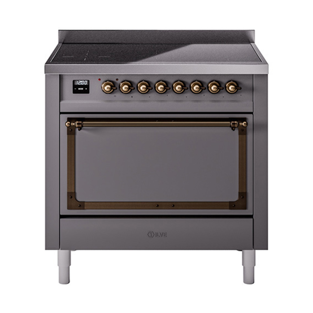 ILVE UNI366QNMPMGB Nostalgie II Noblesse 36" Induction Range   (Solid Door, Graphite Matte, Burnished)