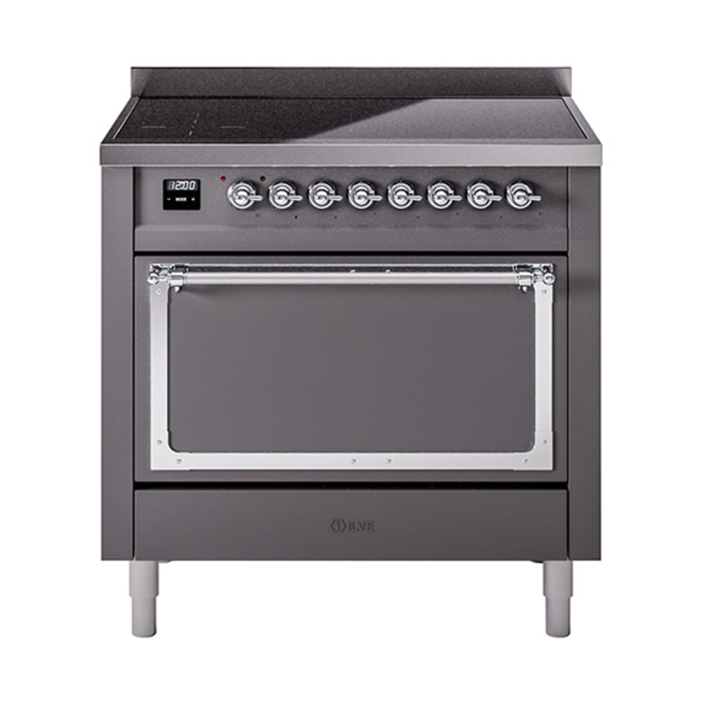 ILVE UNI366QNMPMGC Nostalgie II Noblesse 36" Induction Range   (Solid Door, Graphite Matte, Chrome)