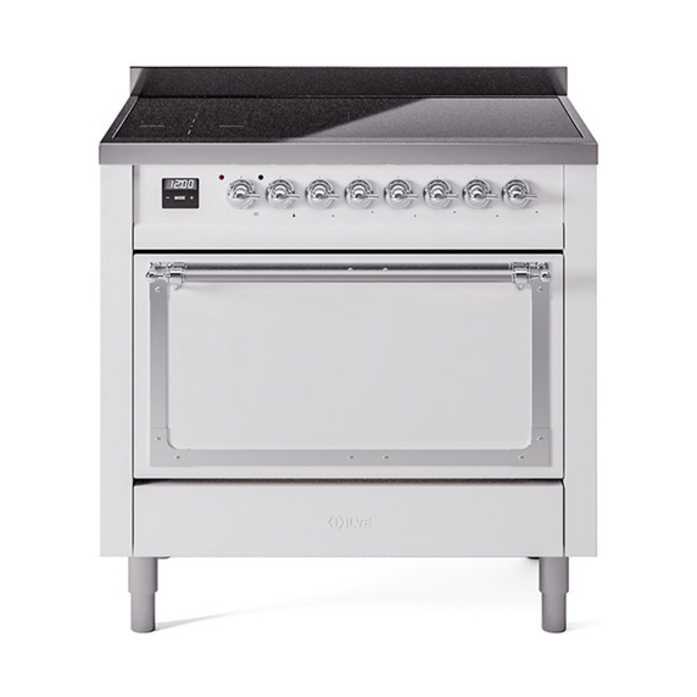 ILVE UNI366QNMPWHC Nostalgie II Noblesse 36" Induction Range   (Solid Door, White, Chrome)