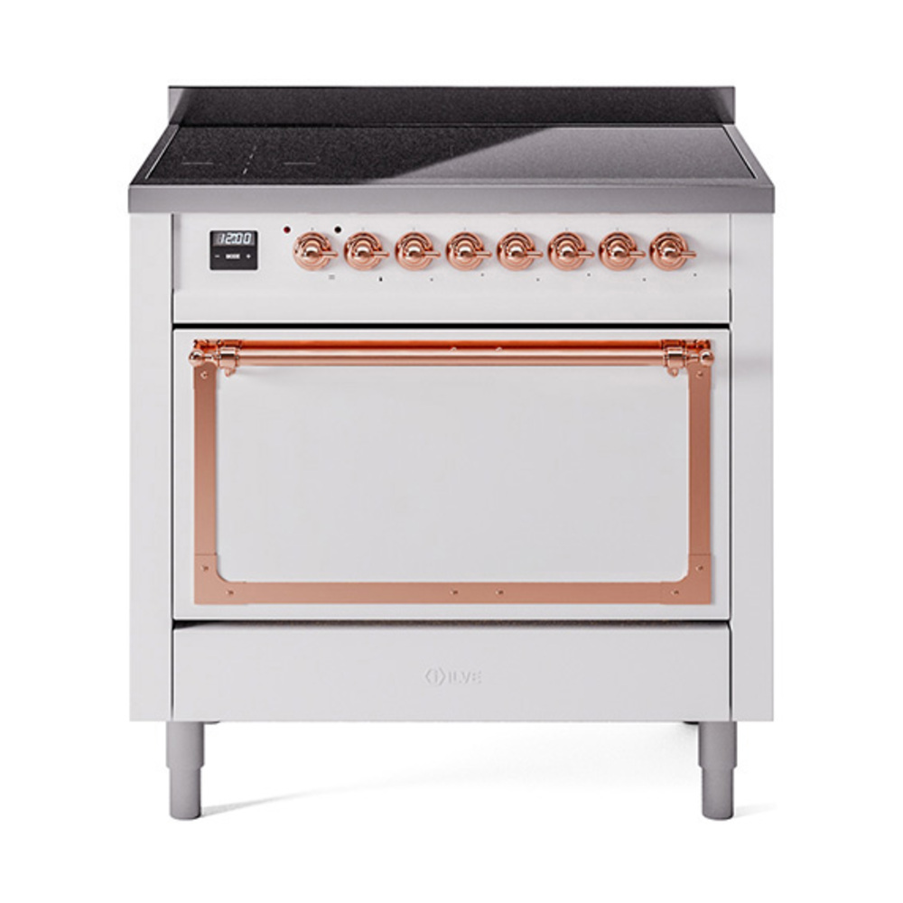 ILVE UNI366QNMPWHP Nostalgie II Noblesse 36" Induction Range   (Solid Door, White, Copper)