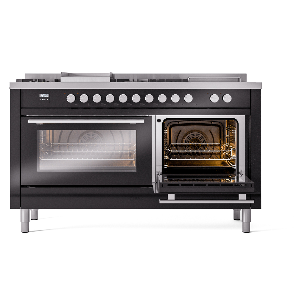 ILVE_UP60FSQMPBK_Professional_Plus_II_side_oven_door_opened